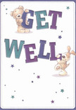 Overflowing with warmth and positive energy, this playful get well card brings smiles to faces throughout Elephant and Castle. Two adorable figures-a plush teddy bear and a bright-eyed puppy-work together to hold and balance vivid letters spelling 'Get Well.' The palette of indigo and teal for the text stands out boldly against the creamy, unblemished background, reminiscent of the colourful murals adorning the Elephant and Castle roundabout. Amid the cheerful scene, a scattering of blue and purple stars add a whimsical lightness, suggesting days filled with hope and possibility. The soft, comforting texture of the characters' fur almost invites a gentle touch, conveying emotional support not unlike a hand-tied bouquet crafted with sensitivity by Elephant and Castle Flowers. Whether sent to a friend recuperating nearby or delivered to a loved one beyond SE1, this card pairs perfectly with a fresh floral gift, offering an artistic embrace and a heartfelt wish for brighter days ahead.